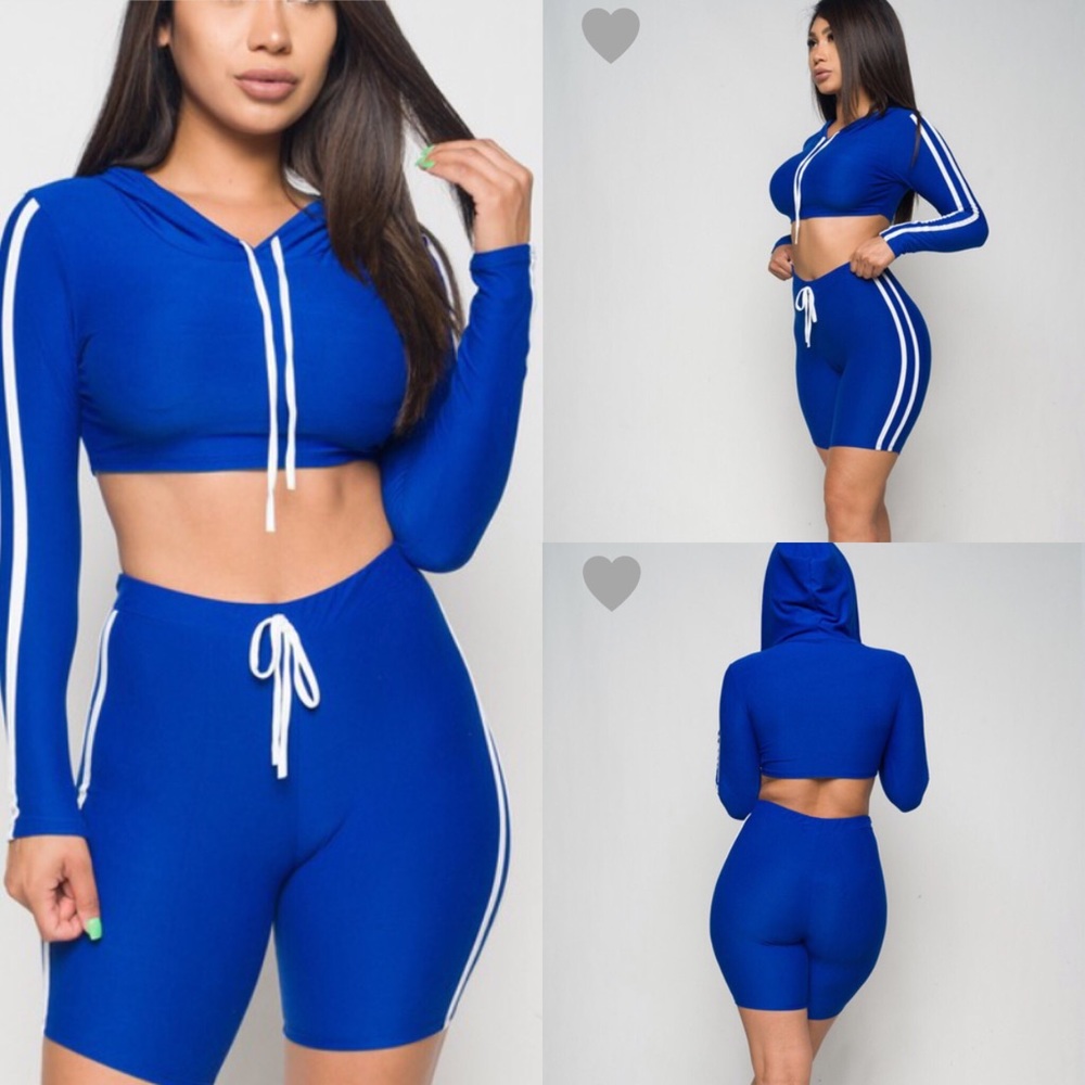 Small left Blue Biker Short Set - Picture 3 of 6